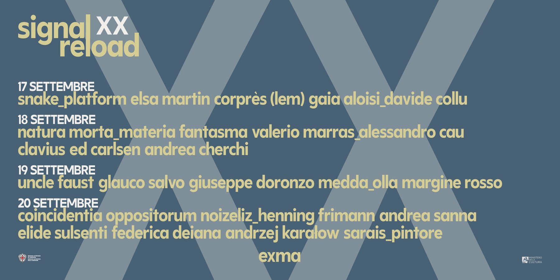 Locandina di signal reload XX con il programma delle quattro giornate